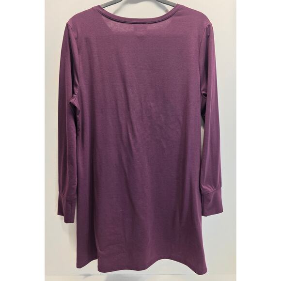 LuLaRoe LLR Dark Purple Elizabeth Relaxed Fit V-Neck Tunic Long Sleeve Top, Med - Picture 4 of 7